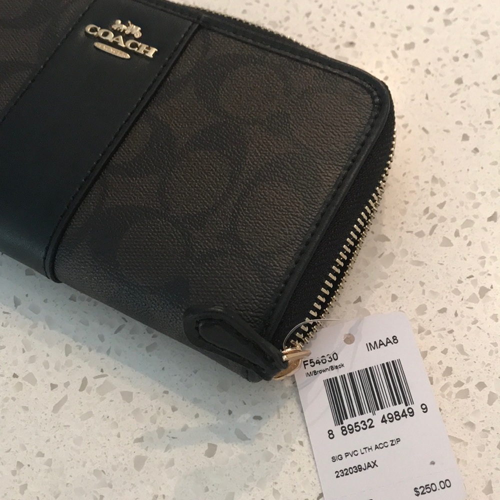 NWT Authentic Coach Signature Brown/Black Wallet - Picture 2 of 7